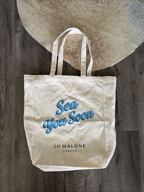 Jo Malone Cream Canvas Tote with Blue Script